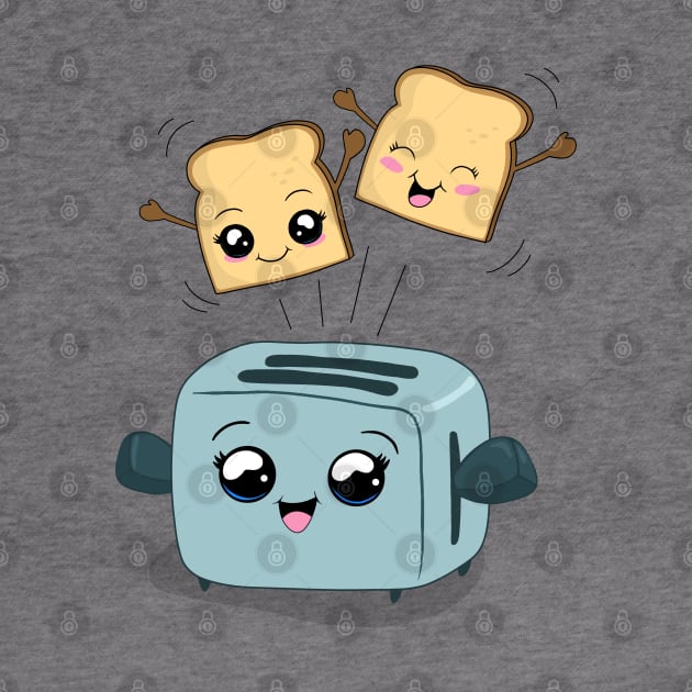 Cute Kawaii Toast and Toaster by valentinahramov